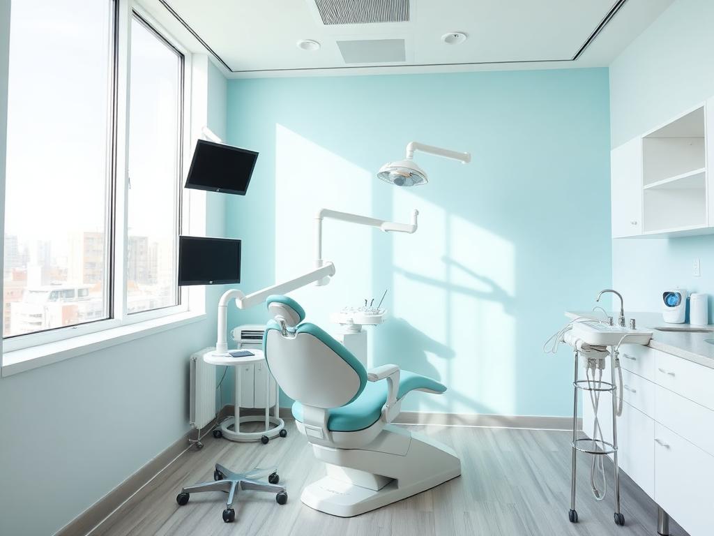 Dental treatment room with modern dental chair at Goyal Dental Care